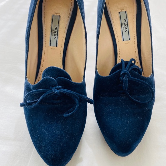 Blue Suede Prada Platform - Picture 2 of 7